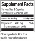 Magnesium Oxide 200 mg / 500 Caps