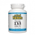 NATURAL FACTORS Vitamin D3 2000 IU / 120 Softgels