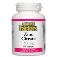 NATURAL FACTORS Zinc Citrate 50 mg / 90 Tabs